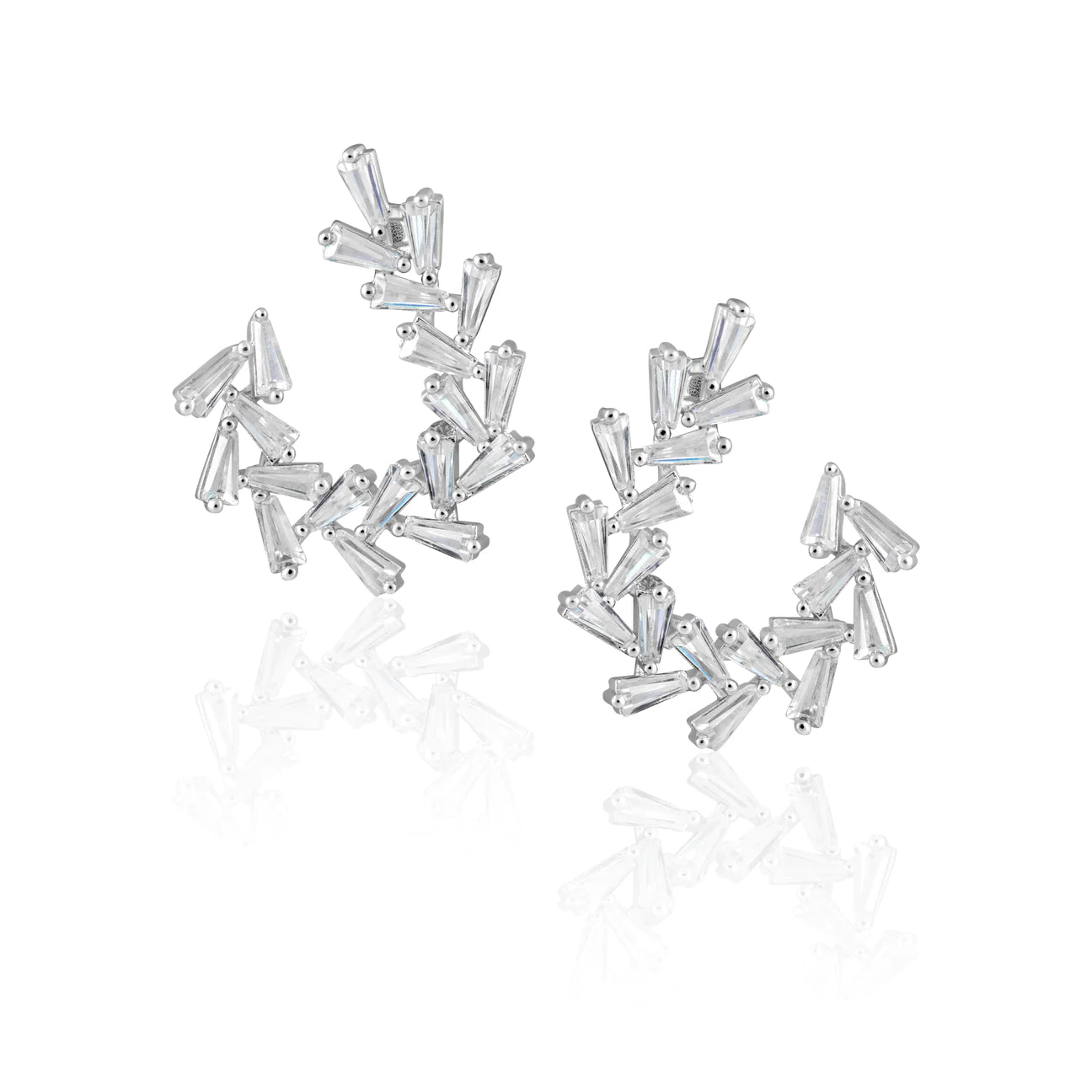 SILVER BAGUETTE EARRING