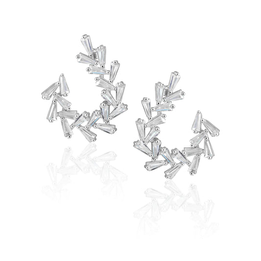 SILVER BAGUETTE EARRING