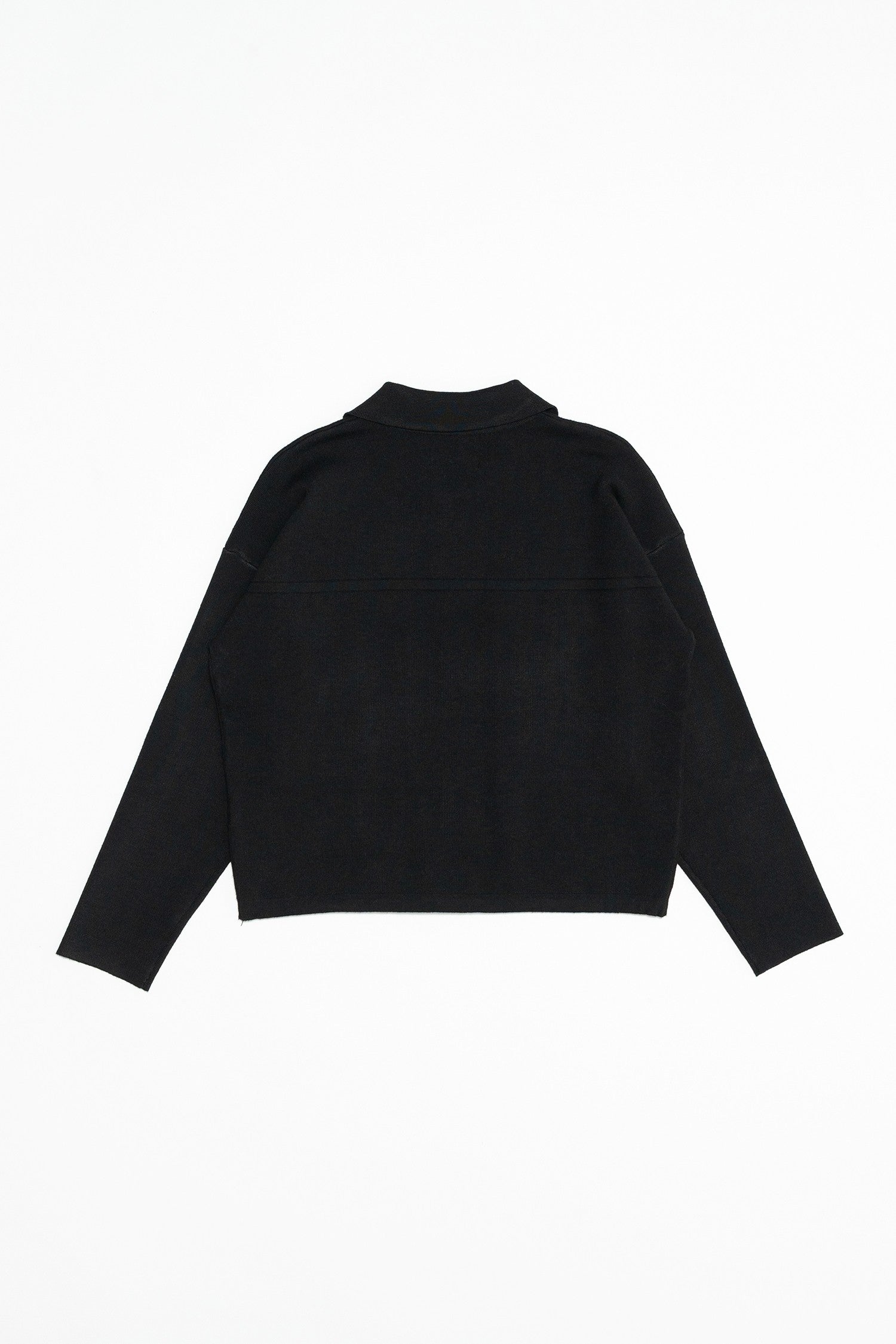 Back of the black  zip jacket.