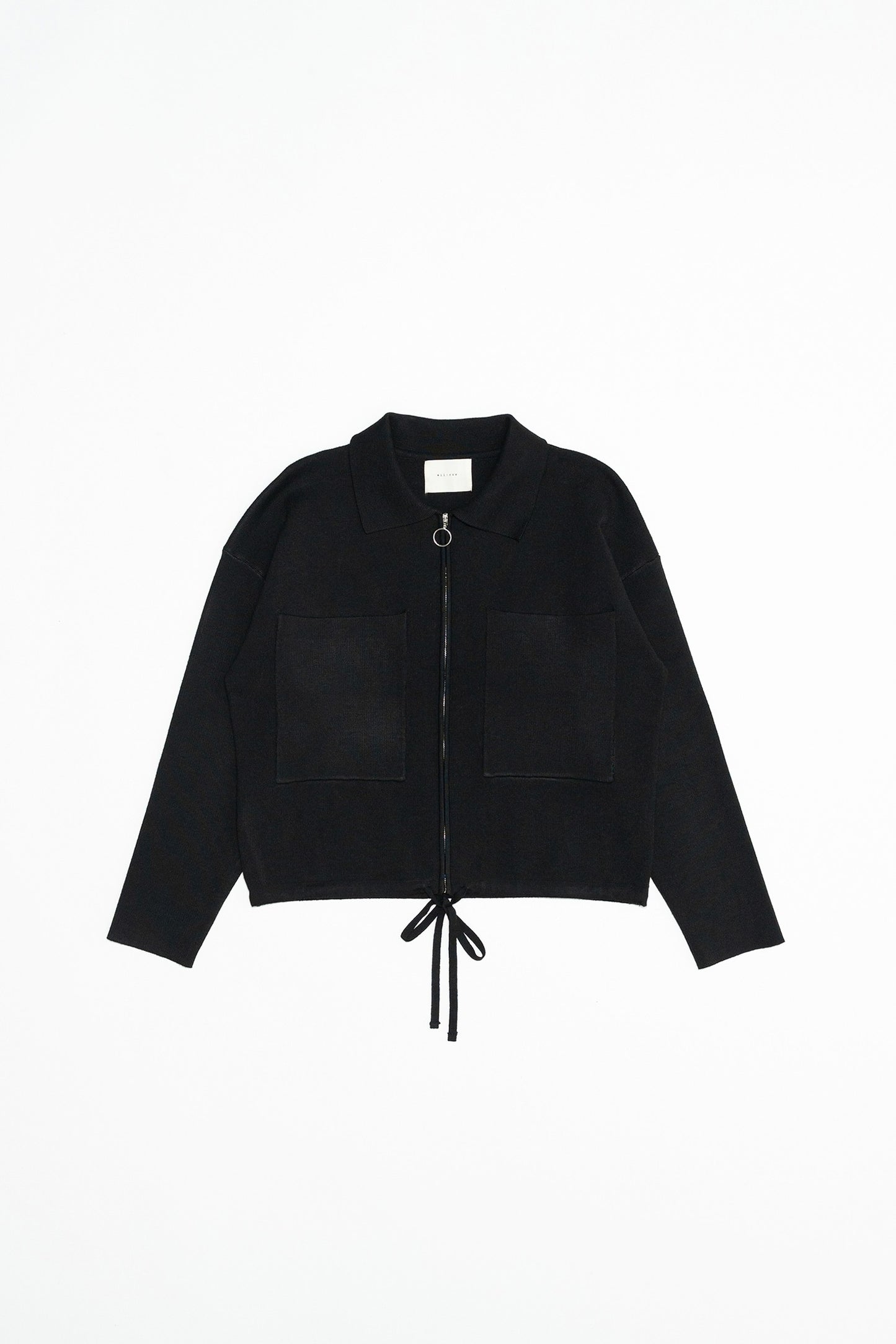 Front of the black zip jacket