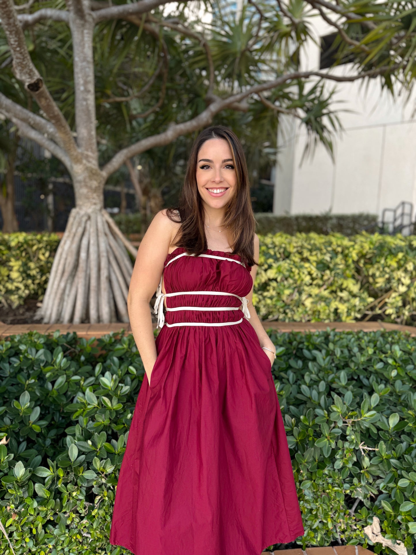 LENA RED MIDI DRESS