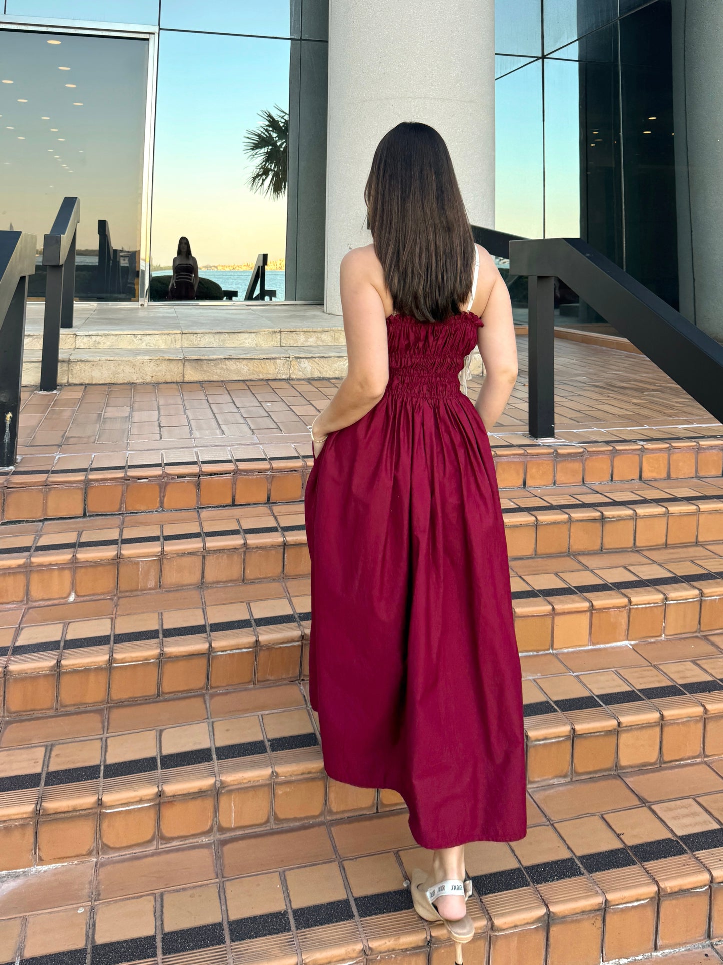 LENA RED MIDI DRESS