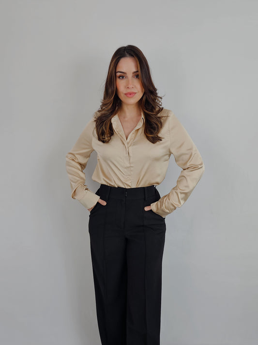 SATIN LONG SLEEVE DRESS SHIRT