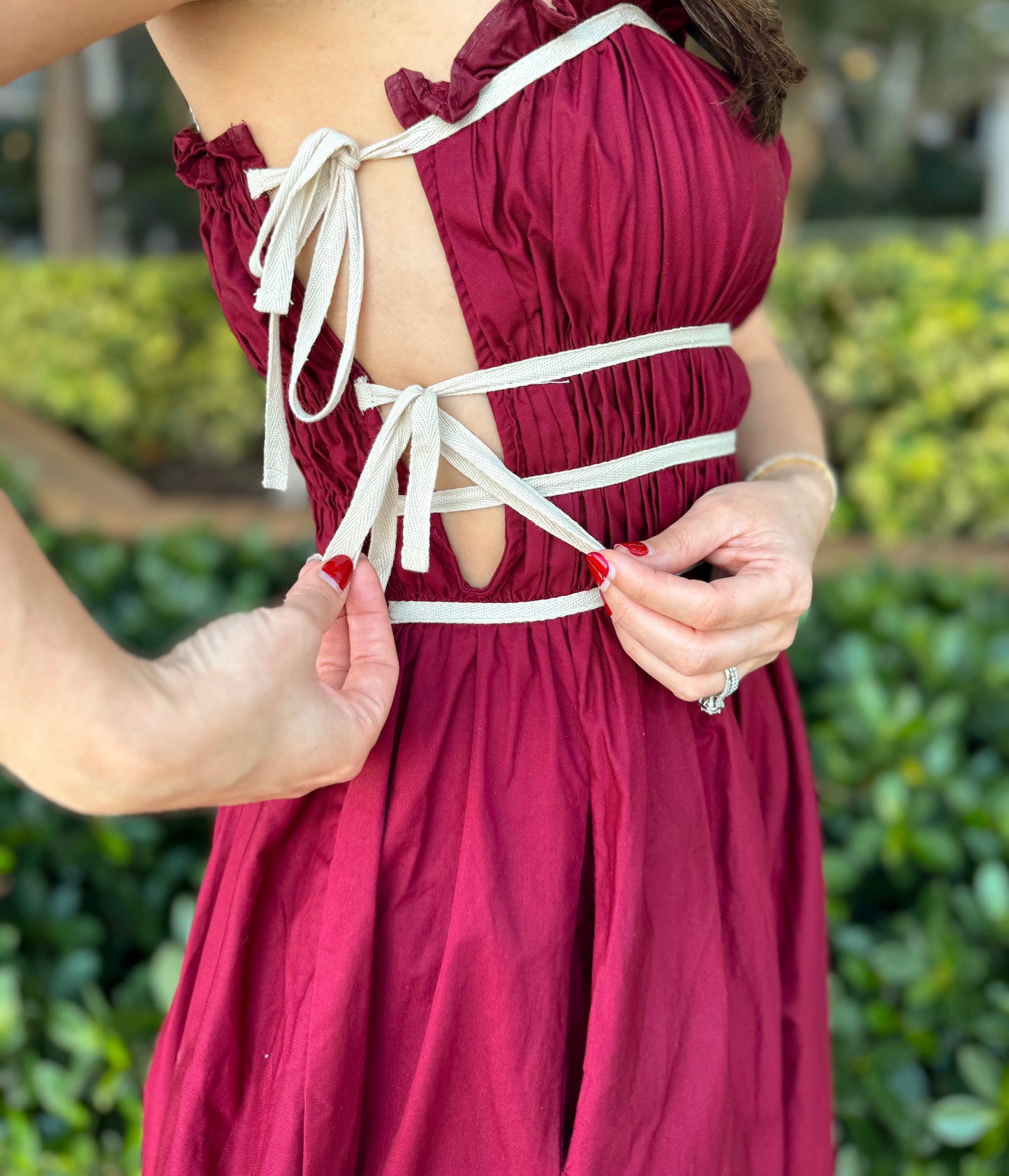 LENA RED MIDI DRESS