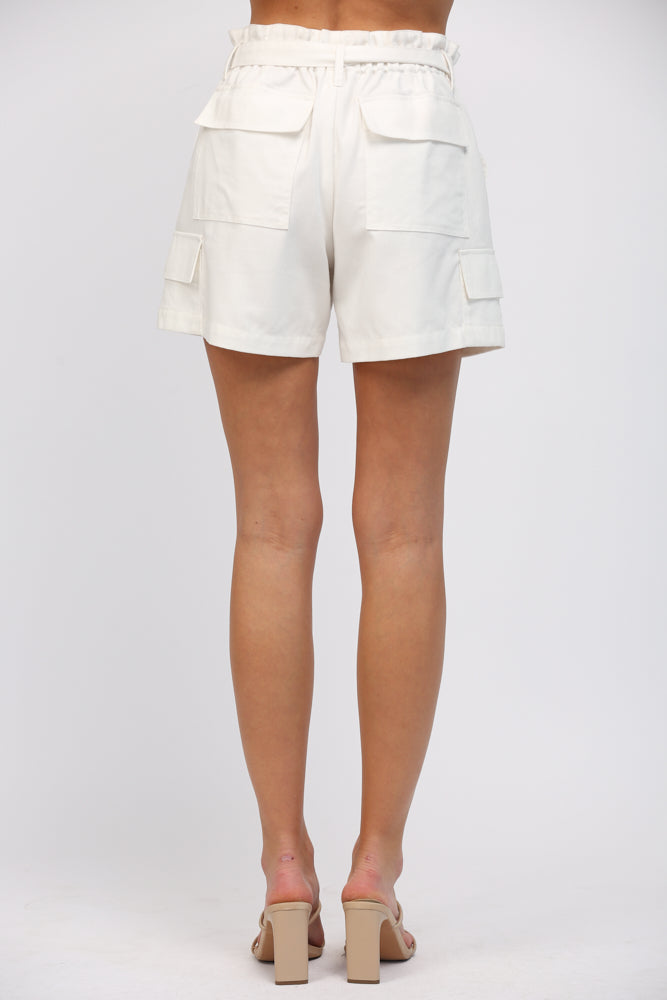 WAIST TIE DETAIL WITH BACK POCKETS SHORTS